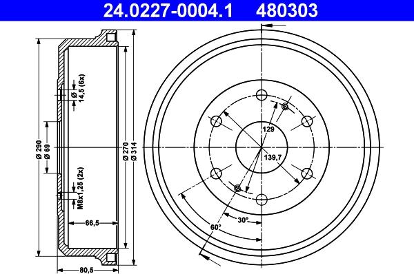 ATE 24.0227-0004.1 - Bremžu trumulis www.autospares.lv