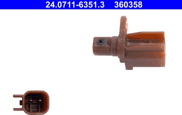 ATE 24.0711-6351.3 - Датчик ABS, частота вращения колеса www.autospares.lv