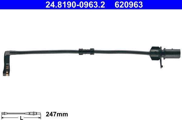 ATE 24.8190-0963.2 - Сигнализатор, износ тормозных колодок www.autospares.lv