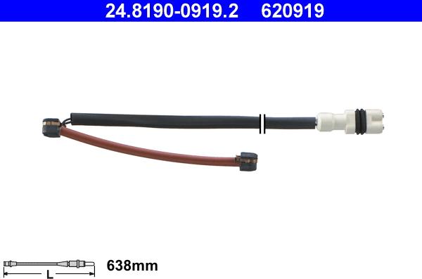 ATE 24.8190-0919.2 - Indikators, Bremžu uzliku nodilums www.autospares.lv