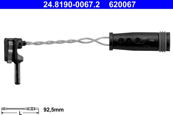 ATE 24.8190-0067.2 - Сигнализатор, износ тормозных колодок www.autospares.lv