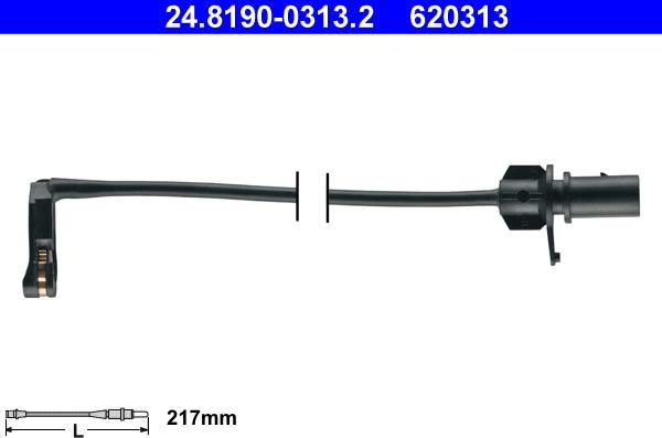 ATE 24.8190-0313.2 - Сигнализатор, износ тормозных колодок www.autospares.lv