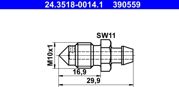 ATE 24.3518-0014.1 - Болт воздушного клапана / вентиль www.autospares.lv