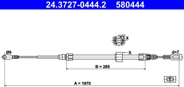 ATE 24.3727-0444.2 - Trose, Stāvbremžu sistēma www.autospares.lv