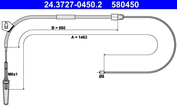 ATE 24.3727-0450.2 - Trose, Stāvbremžu sistēma www.autospares.lv