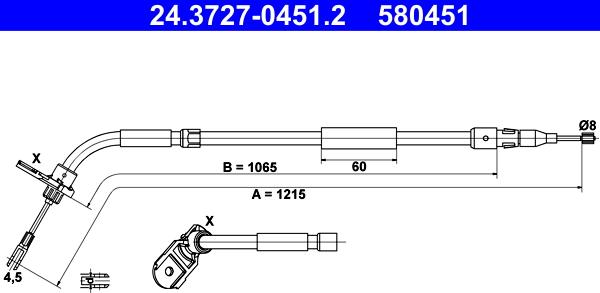 ATE 24.3727-0451.2 - Trose, Stāvbremžu sistēma www.autospares.lv