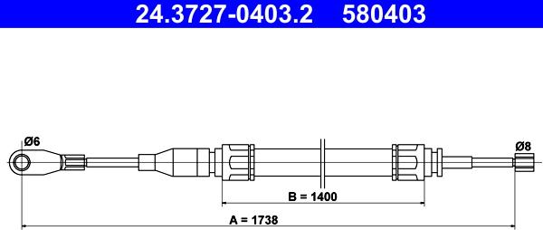 ATE 24.3727-0403.2 - Trose, Stāvbremžu sistēma www.autospares.lv