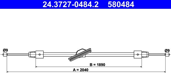 ATE 24.3727-0484.2 - Trose, Stāvbremžu sistēma www.autospares.lv