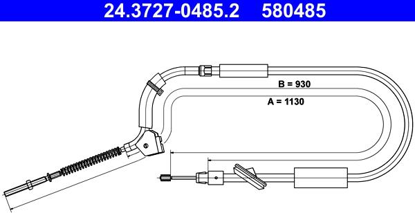 ATE 24.3727-0485.2 - Trose, Stāvbremžu sistēma www.autospares.lv