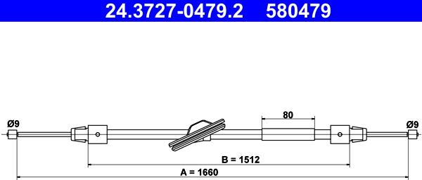 ATE 24.3727-0479.2 - Trose, Stāvbremžu sistēma www.autospares.lv