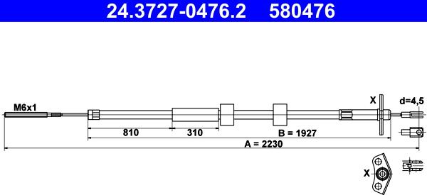 ATE 24.3727-0476.2 - Trose, Stāvbremžu sistēma www.autospares.lv