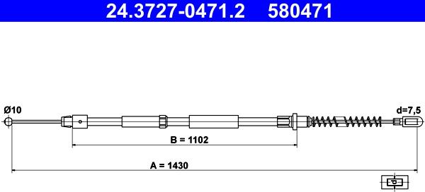 ATE 24.3727-0471.2 - Trose, Stāvbremžu sistēma www.autospares.lv