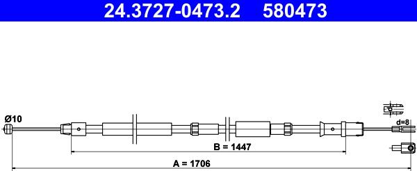 ATE 24.3727-0473.2 - Trose, Stāvbremžu sistēma www.autospares.lv