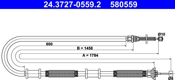 ATE 24.3727-0559.2 - Trose, Stāvbremžu sistēma www.autospares.lv