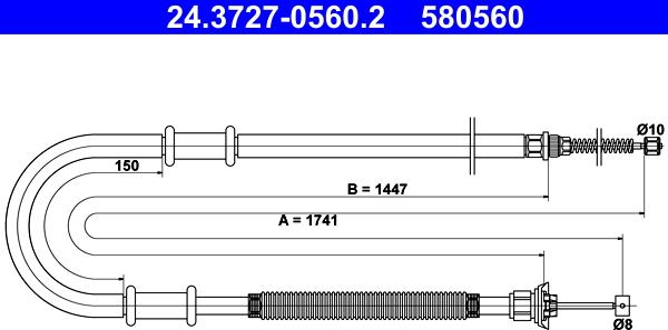 ATE 24.3727-0560.2 - Trose, Stāvbremžu sistēma www.autospares.lv