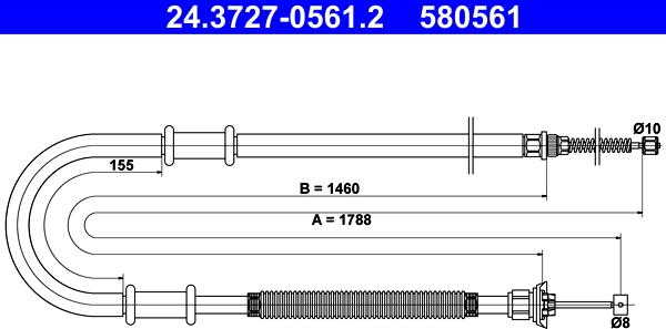 ATE 24.3727-0561.2 - Trose, Stāvbremžu sistēma www.autospares.lv