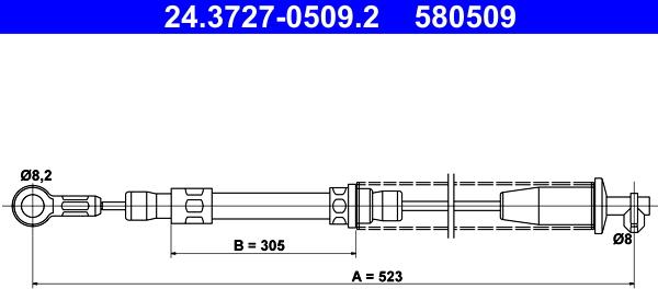 ATE 24.3727-0509.2 - Trose, Stāvbremžu sistēma www.autospares.lv