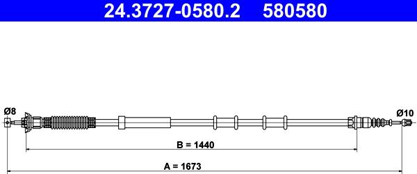 ATE 24.3727-0580.2 - Trose, Stāvbremžu sistēma www.autospares.lv