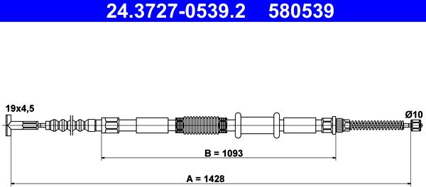 ATE 24.3727-0539.2 - Trose, Stāvbremžu sistēma www.autospares.lv