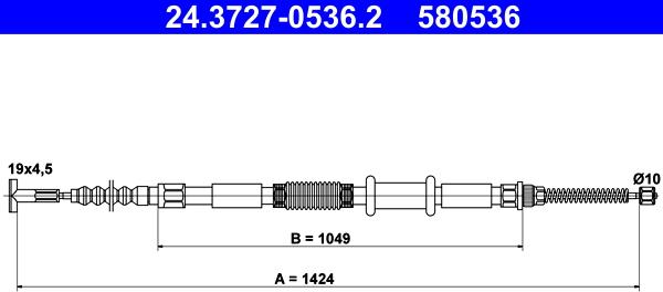 ATE 24.3727-0536.2 - Trose, Stāvbremžu sistēma www.autospares.lv