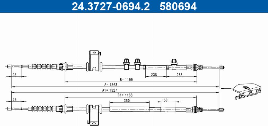 ATE 24.3727-0694.2 - Trose, Stāvbremžu sistēma www.autospares.lv