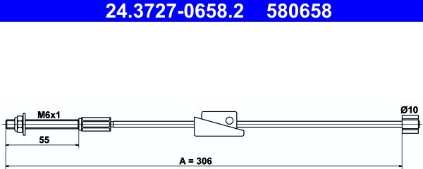 ATE 24.3727-0658.2 - Trose, Stāvbremžu sistēma www.autospares.lv