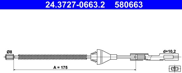 ATE 24.3727-0663.2 - Trose, Stāvbremžu sistēma autospares.lv