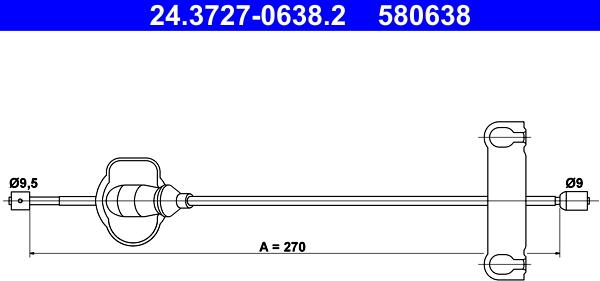 ATE 24.3727-0638.2 - Trose, Stāvbremžu sistēma www.autospares.lv