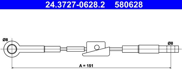 ATE 24.3727-0628.2 - Trose, Stāvbremžu sistēma www.autospares.lv