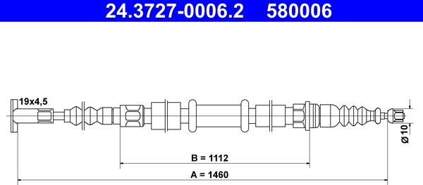 ATE 24.3727-0006.2 - Trose, Stāvbremžu sistēma www.autospares.lv