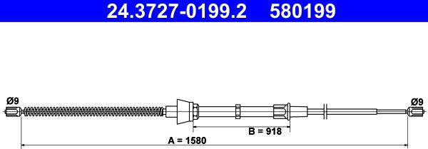 ATE 24.3727-0199.2 - Trose, Stāvbremžu sistēma www.autospares.lv