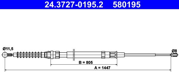 ATE 24.3727-0195.2 - Trose, Stāvbremžu sistēma www.autospares.lv