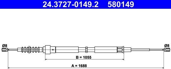 ATE 24.3727-0149.2 - Trose, Stāvbremžu sistēma www.autospares.lv