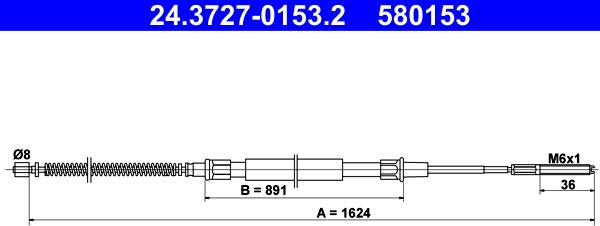 ATE 24.3727-0153.2 - Trose, Stāvbremžu sistēma www.autospares.lv