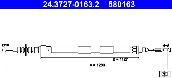 ATE 24.3727-0163.2 - Trose, Stāvbremžu sistēma autospares.lv