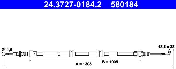 ATE 24.3727-0184.2 - Trose, Stāvbremžu sistēma www.autospares.lv