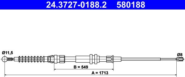 ATE 24.3727-0188.2 - Trose, Stāvbremžu sistēma autospares.lv