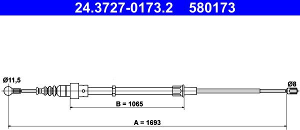 ATE 24.3727-0173.2 - Trose, Stāvbremžu sistēma autospares.lv