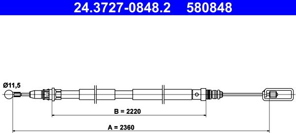 ATE 24.3727-0848.2 - Trose, Stāvbremžu sistēma www.autospares.lv