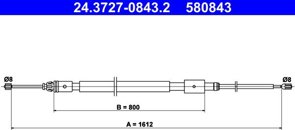 ATE 24.3727-0843.2 - Trose, Stāvbremžu sistēma www.autospares.lv