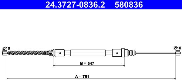 ATE 24.3727-0836.2 - Trose, Stāvbremžu sistēma www.autospares.lv