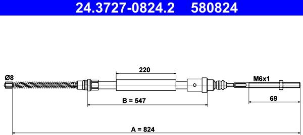 ATE 24.3727-0824.2 - Trose, Stāvbremžu sistēma www.autospares.lv