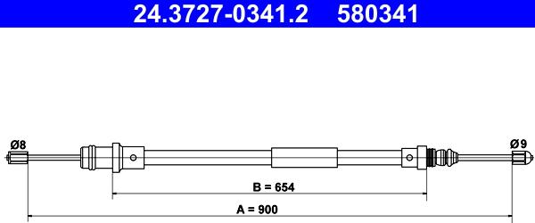 ATE 24.3727-0341.2 - Trose, Stāvbremžu sistēma www.autospares.lv