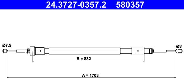 ATE 24.3727-0357.2 - Trose, Stāvbremžu sistēma www.autospares.lv