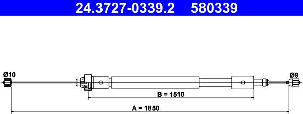 ATE 24.3727-0339.2 - Trose, Stāvbremžu sistēma www.autospares.lv