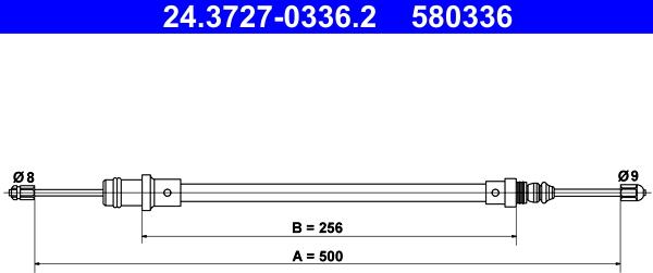 ATE 24.3727-0336.2 - Trose, Stāvbremžu sistēma www.autospares.lv