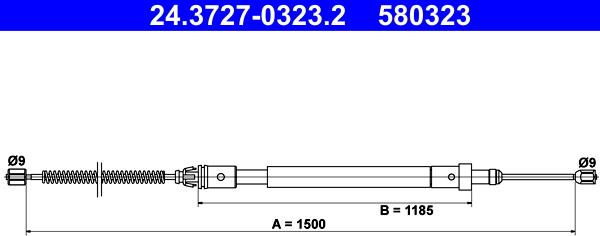 ATE 24.3727-0323.2 - Trose, Stāvbremžu sistēma www.autospares.lv