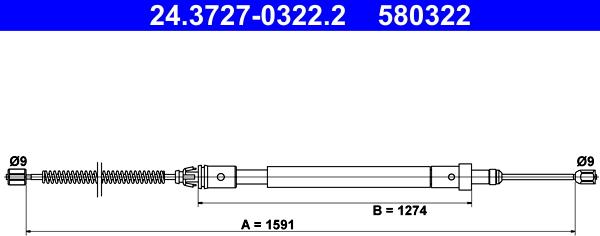 ATE 24.3727-0322.2 - Trose, Stāvbremžu sistēma www.autospares.lv