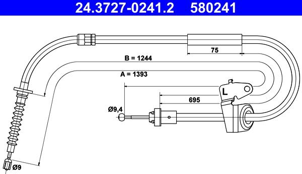 ATE 24.3727-0241.2 - Trose, Stāvbremžu sistēma www.autospares.lv