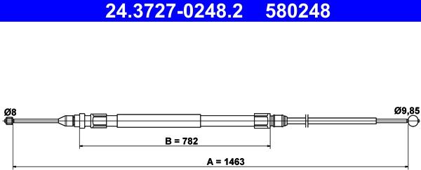 ATE 24.3727-0248.2 - Trose, Stāvbremžu sistēma www.autospares.lv